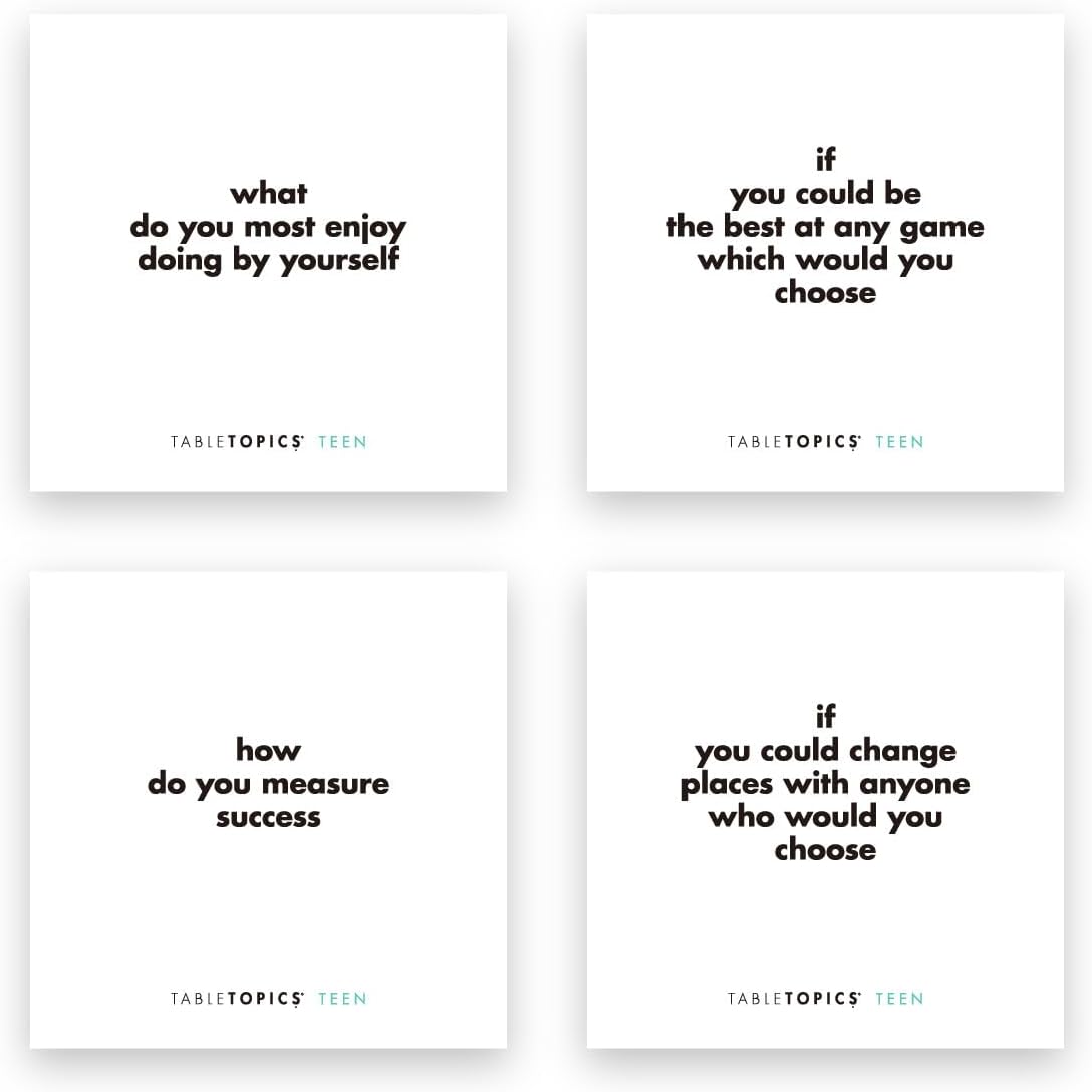 TableTopics Teen Conversation Cards for Teenagers with Their Family & Friends, 135 Fun Questions for Connection at Dinnertime, Hangouts, Game Night, & Classrooms