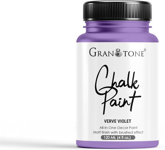 GRANOTONE Chalk Paint for Furniture | Matt-Finish Water-Based Acrylic Paint for Wood, Walls, Metal, Glass, Paper, Fabric Canvas | Maximum Coverage Chalk Paint for Kids & Adults, 120 Ml (VERVE VIOLET)