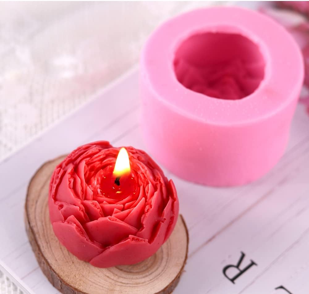 6 Pcs Flower Silicone Molds Set, FAURAPMNG Bloom 3D Rose Flower Fondant Silicone Molds for Soap Candle Making, Cake Flower Molds for Chocolate Candy Pastry Dessert