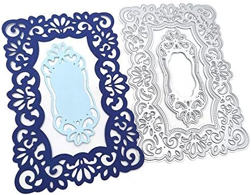 Lace Flowers Background Frame Cutting Dies, Lace Frame Die Cuts Metal Embossing Stencils Template Mould for Card Scrapbooking and DIY Craft Album Paper Card Decor