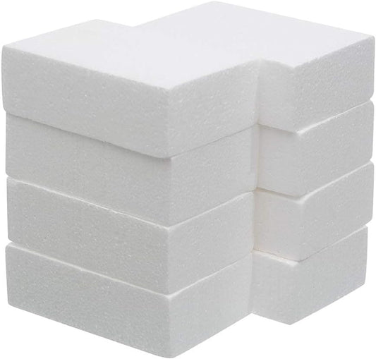 Crafare 8 Pack Craft Foam Blocks 6X4X2in Polystyrene Brick Rectangle for Arts School Projects Sculptures Floral Arrangements Modeling and Centerpieces