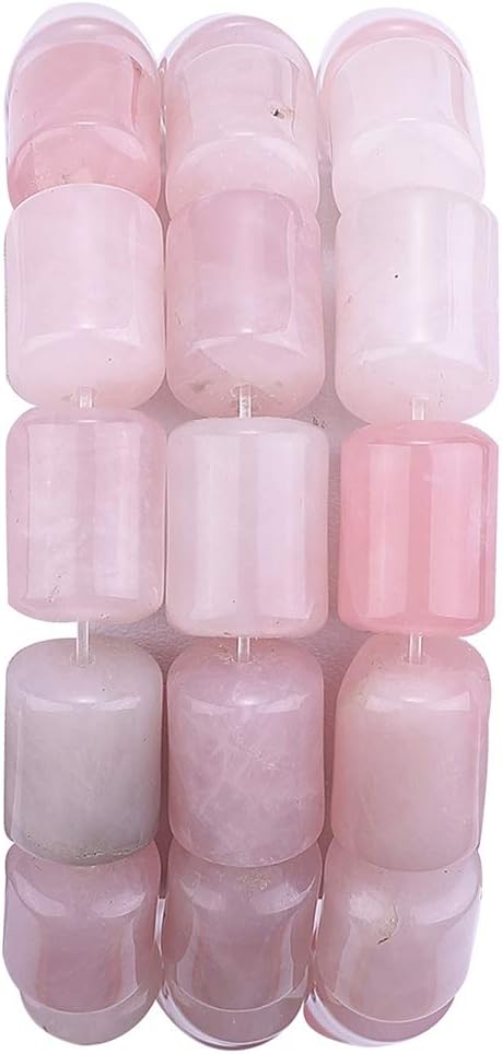 Natural Rose Quartz Crystal Cylinder Stone Loose Semi Gemstone Beads for Jewelry Making 10mmx14mm 38cm