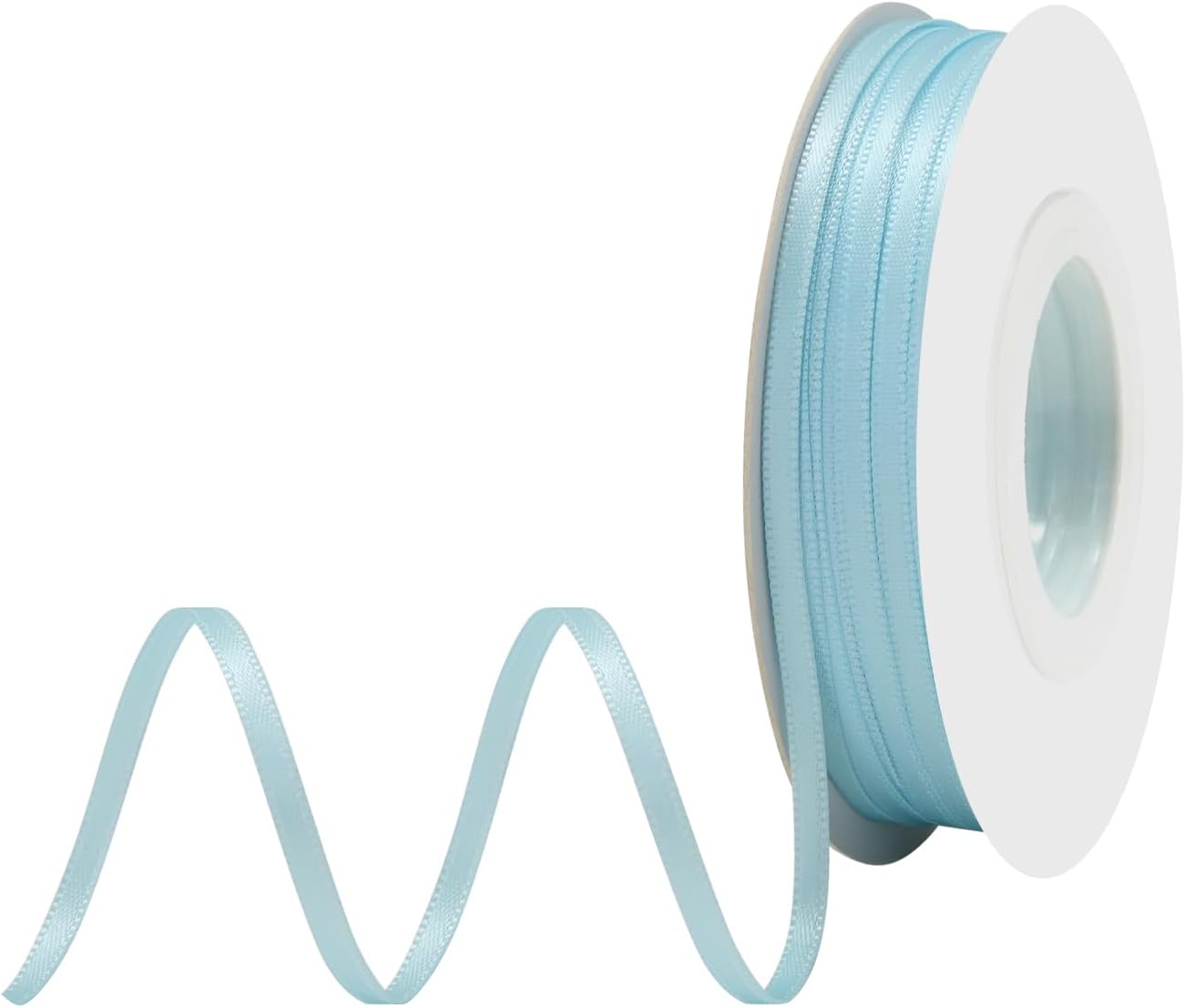 Lt.Blue Satin Ribbon 1/8" X 50 Yards Solid Color Double Faced Ribbons Perfect for Crafts Wedding Decor Bow Making Arts Sewing and More