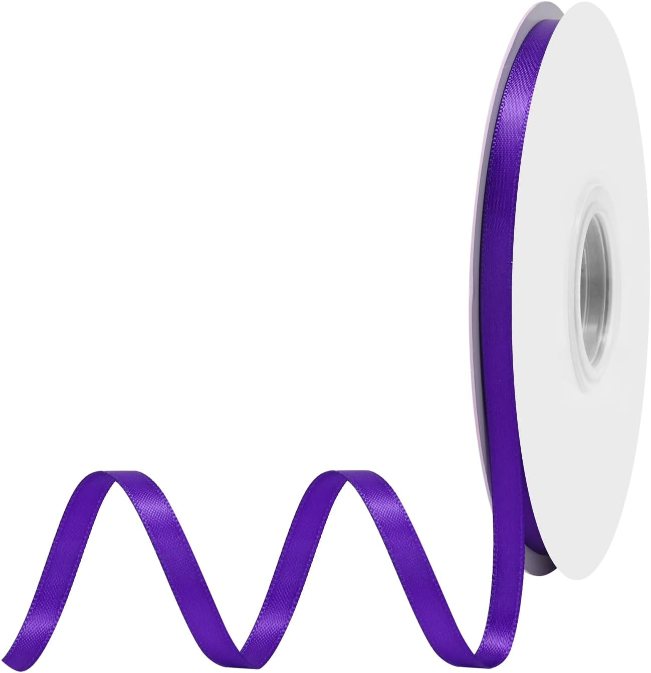 Purple Satin Ribbon 1/4" X 50 Yards Solid Color Double Faced Ribbons Perfect for Crafts Wedding Decor Bow Making Arts Sewing and More