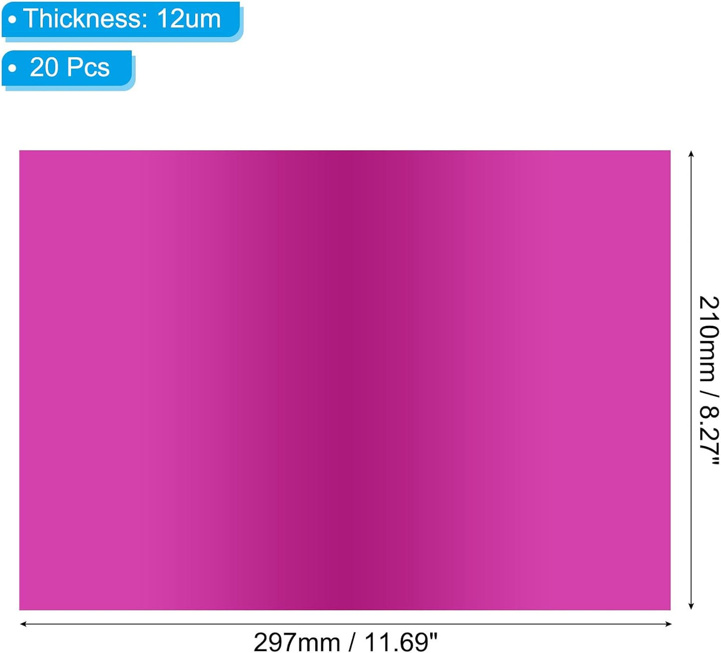 PATIKIL 11.7x8.3" Hot Stamping Foil Paper Sheet, 20 Sheets A4 Heat Transfer Hot Stamping Paper Foil for Leather DIY Logo Decor Craft Gift Package Scrapbook Card, Rose Red