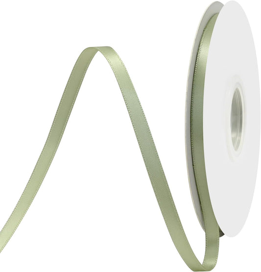 Spring Moss Satin Ribbon 1/4" X 50 Yards Solid Color Double Faced Ribbons Perfect for Crafts Wedding Decor Bow Making Arts Sewing and More