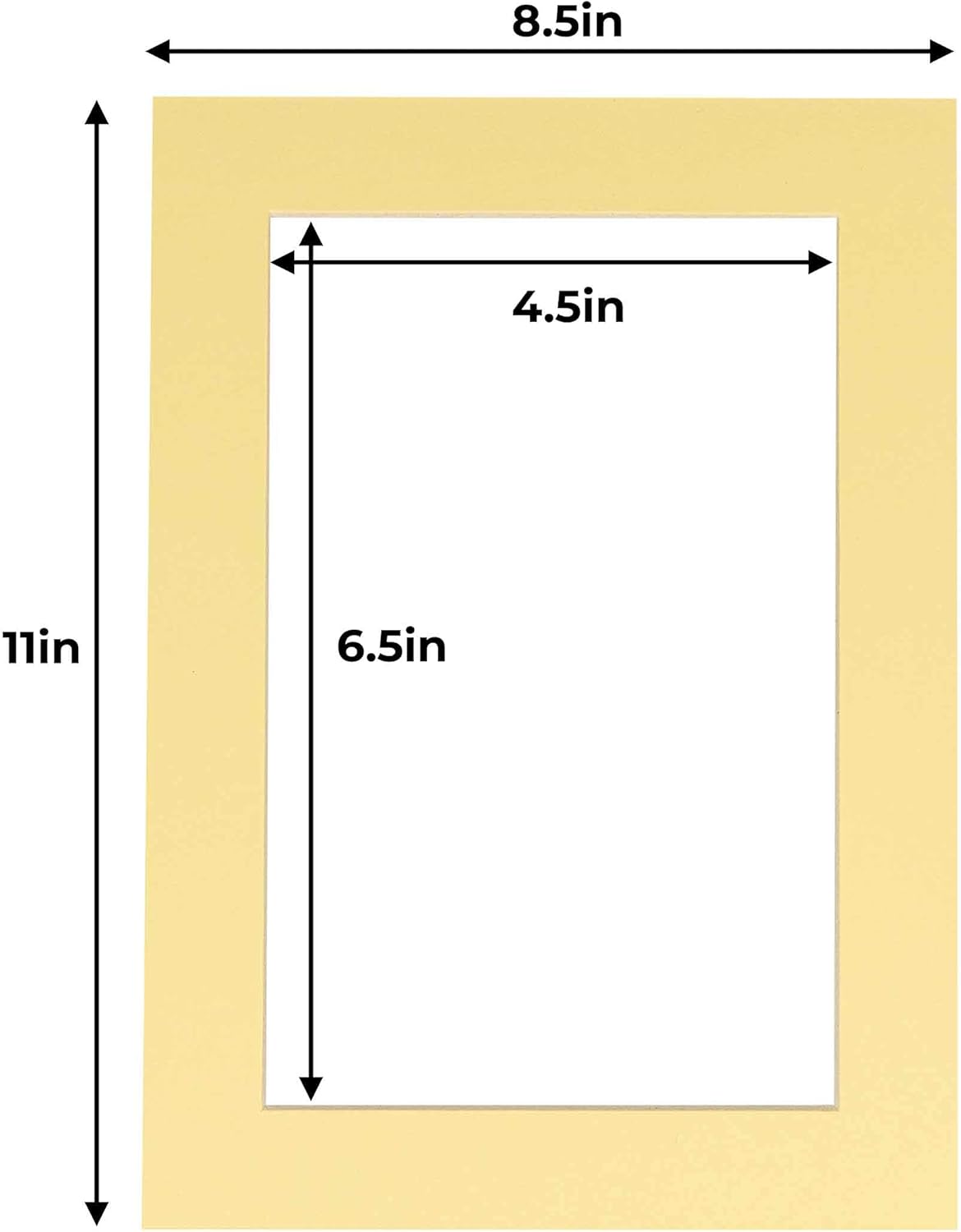5x7 Mat for 8.5x11 Frame - Precut Mat Board Acid-Free Soft Yellow 5x7 Photo Matte For a 8.5x11 Picture Frame, Premium Matboard for Family Photos, Show Kits, Art, Picture Framing, Pack of 25 Mats