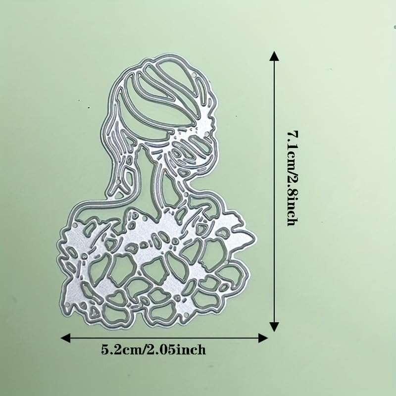 Lapoo Festivals Metal Cutting Die for Scrapbooking - Durable, Cut Stencils for DIY Scrapbook Photo Album Decorative Paper Card, Card Making Supplies, Embossing (Flower Lady Back 2.8 x 2 in)