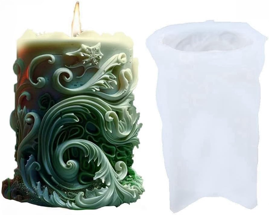 Starfish Shell Cylindrical Candle Mold, Marine Conch Silicone Mold, Wave Epoxy Resin Casting Mold, Chocolate Fudge, DIY Wax Soap, Candle Making Process Essential Materials B