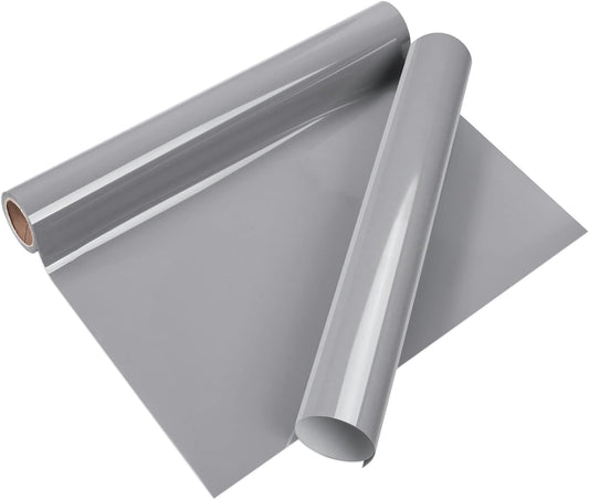 VINYL FROG Heat Transfer Vinyl Roll HTV Vinyl - 12" x5ft Grey Iron on Vinyl for T-Shirts, Heat Press Vinyl for DIY Craft Designs (Grey)