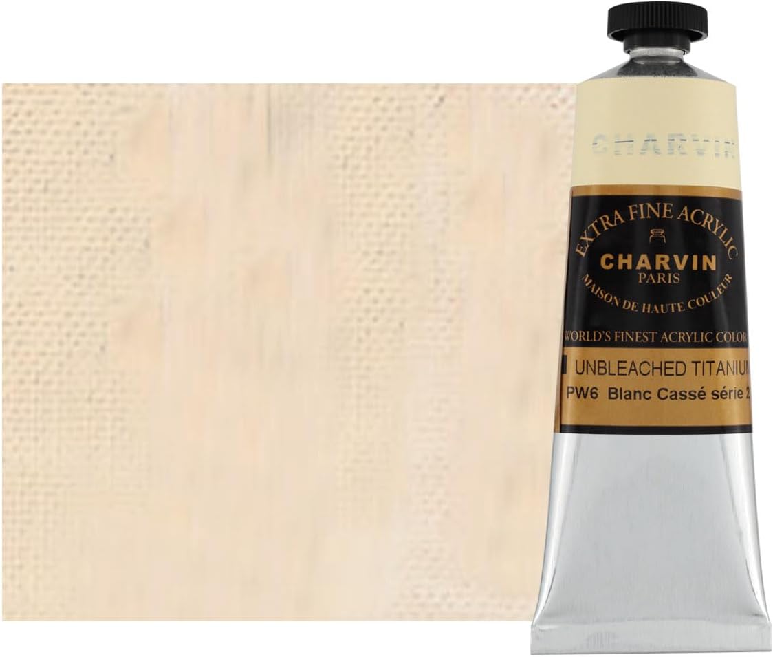 Charvin Extra Fine Professional Acrylic Paint - Unbleached Titanium, 60ml Tube, Triple-Milled, Lightfast Pigments, Open Stock Artist Acrylic Paints in Nature-Inspired Hues