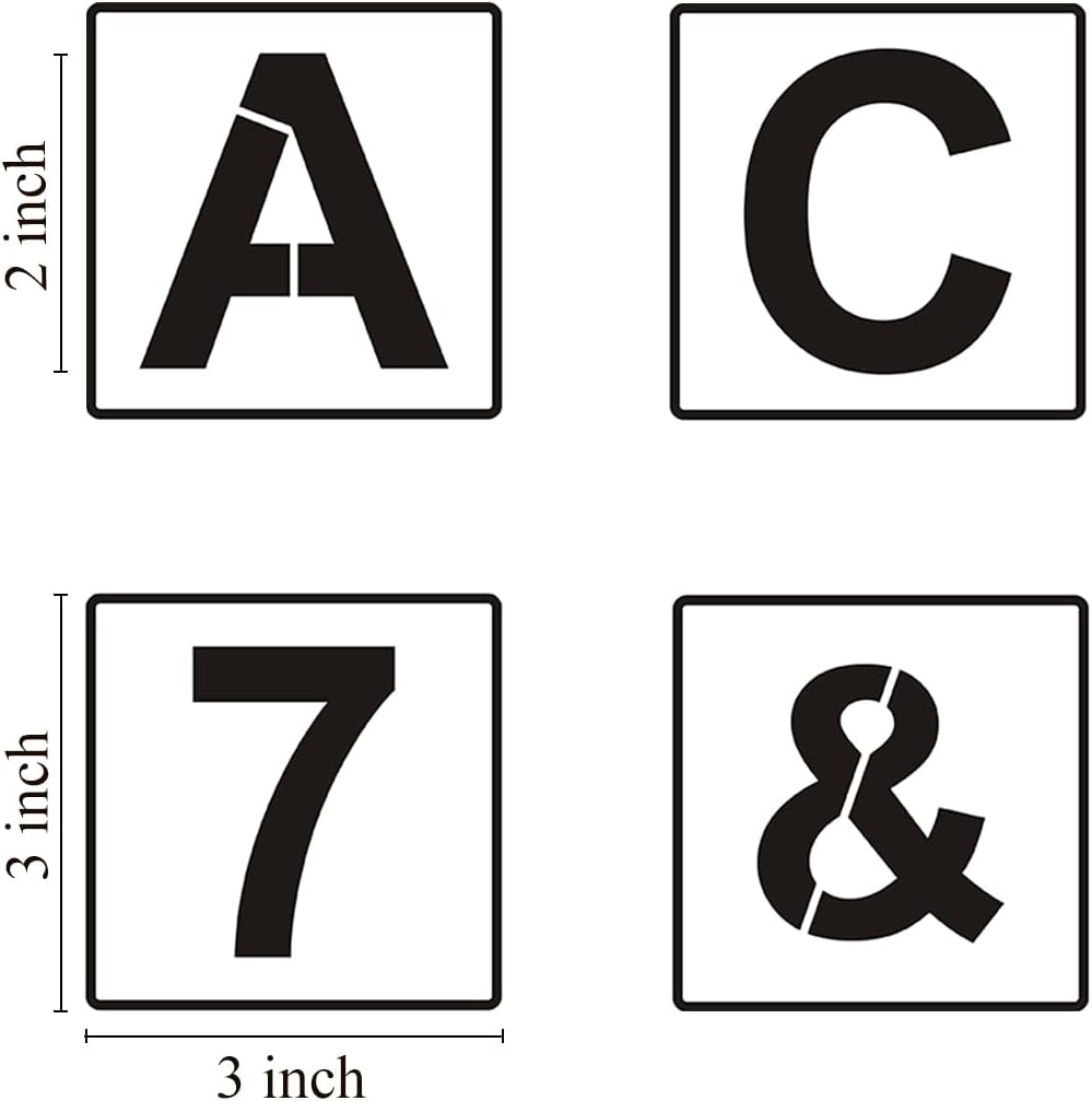 Alphabet Letter and Number Stencils 3 Inch - 40 Pack Letters and Numbers Stencil Templates with Signs for Painting on Wood, Reusable Number and Letter Stencils for Chalkboard Signs & Wood Wall Art