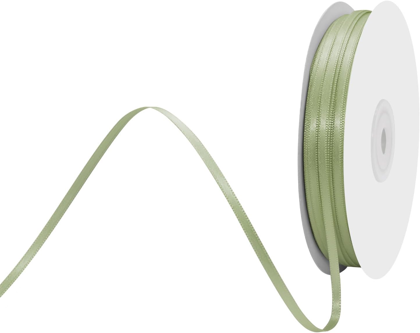 1/8" X 100 Yards Spring Moss Satin Thin Ribbon Solid Color Double Faced Ribbons Perfect for Crafts Wedding Decor Bow Making Arts Sewing and More