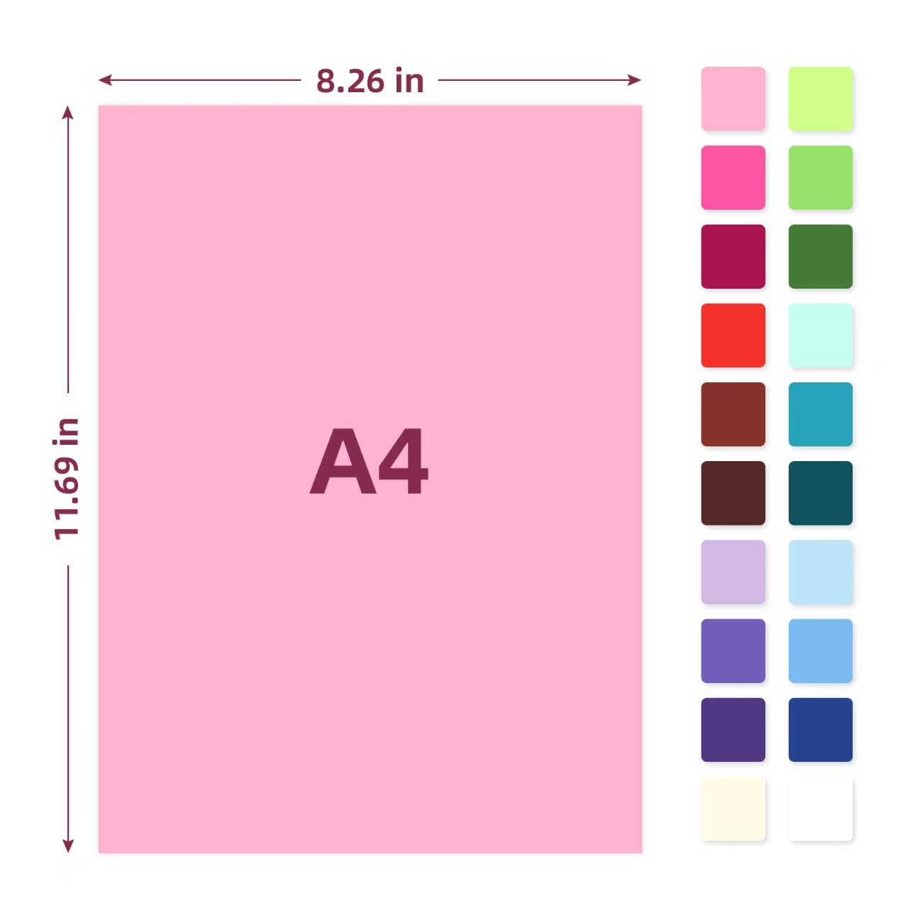 40 Sheets Printable Sticker Paper Heavy Weight Colored Self Adhesive Sticker Cardstock A4 250GSM 90LB 20 Assorted Colors