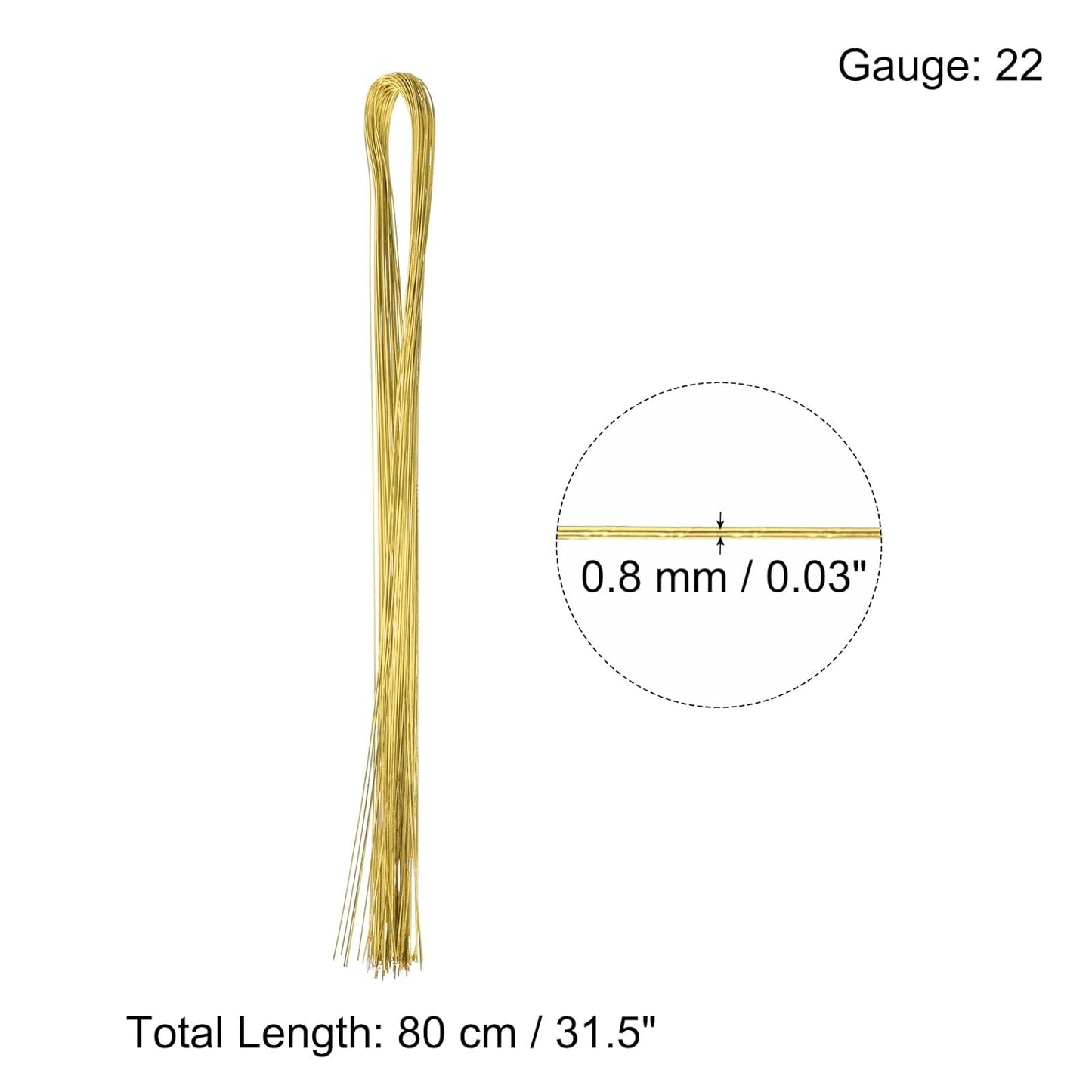 PATIKIL 32 Inch 22 Gauge Floral Stem Wire, 3 Pack/120 Pieces Bouquet Stem Paper Wrapped for DIY Crafts Flower Arrangements, Gold Tone