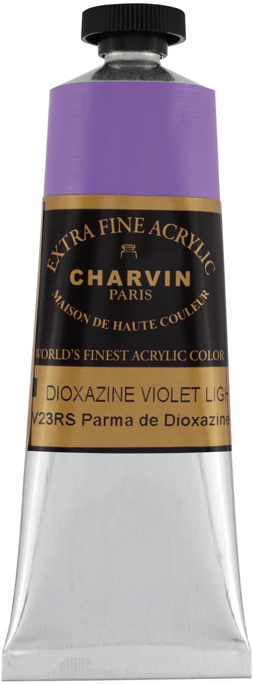 Charvin Extra Fine Professional Acrylic Paint - Dioxazine Violet Light, 60ml Tube, Triple-Milled, Lightfast Pigments, Open Stock Artist Acrylic Paints in Nature-Inspired Hues