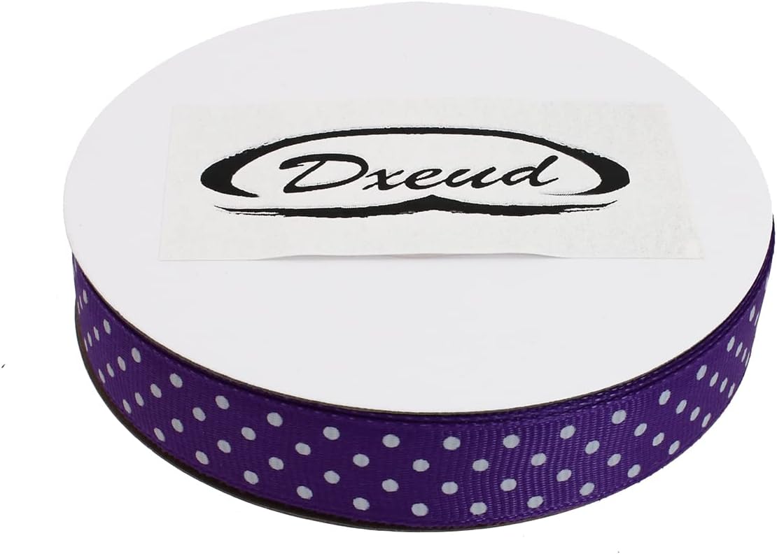 Polka Dot Grosgrain Ribbon 25 Yard Each Roll 100% Polyester (5/8", Purple)