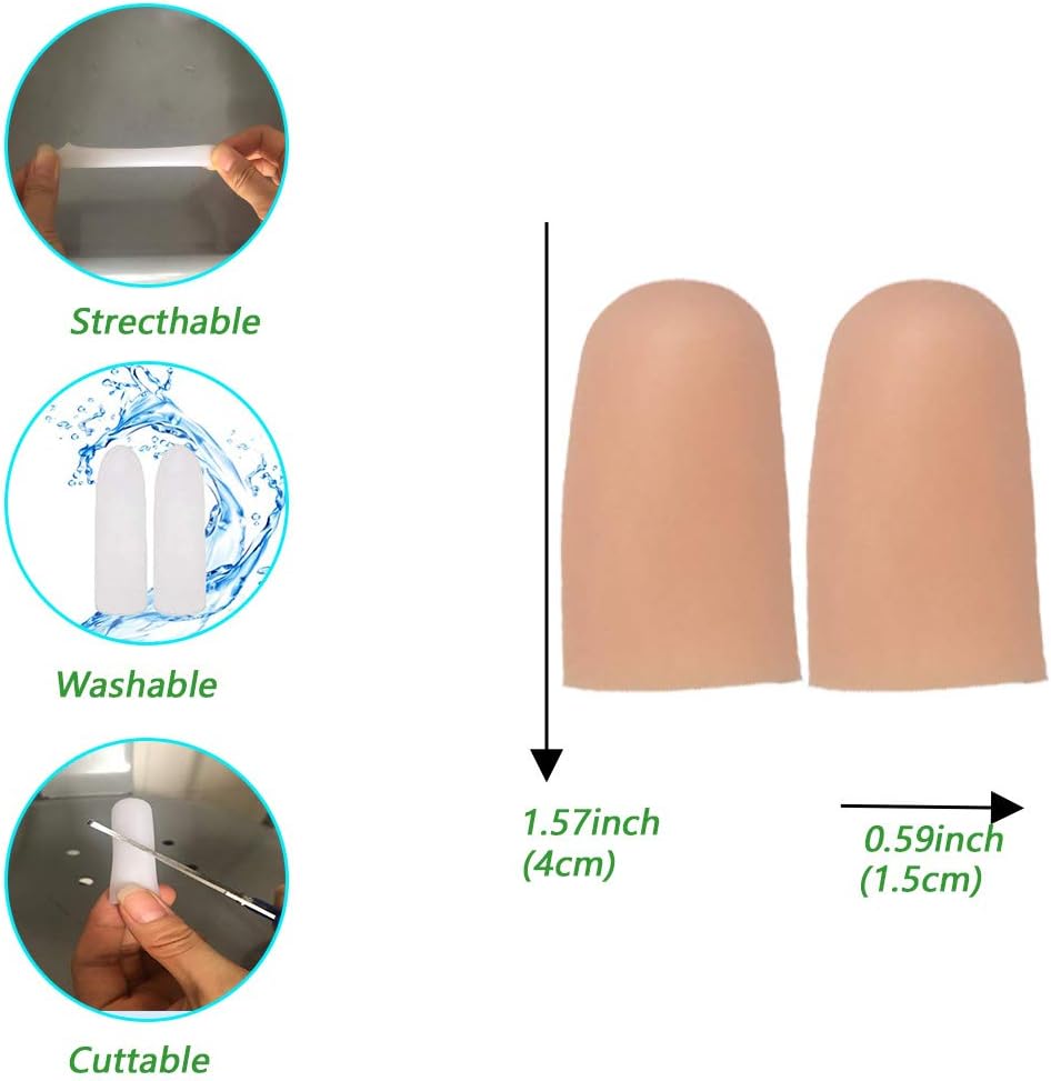 Gel Finger Protectors Finger Caps Silicone Fingertips Protection - Finger Cots Great for Trigger Finger, Finger Arthritis, Finger Cracking and Other Finger Pain Relief(Nude, Medium)