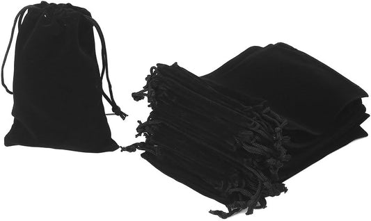 HRX Package 20pcs Velvet Drawstring Bags, 5x7 inches Velvet Pouches for Jewelry Gift Packaging (Black)