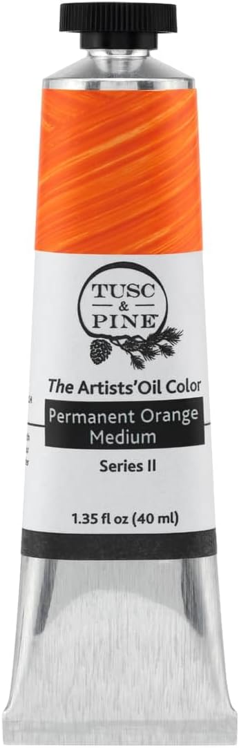 Tusc & Pine Artist Oil Paint - Permanent Orange Medium, 40 ml, Non-Yellowing, Rich & Creamy Consistency, Maximum Pigment Load, Small Batch Milled Oil Paints Made in the USA for Professional Artists