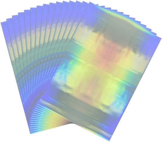 50 Sheets Toner Reactive Foil Sheet for Crafts Paper Holographic Heat Transfer Craft Foil Paper for Scrapbooking Stamping Cardstock Heat Transfer DIY Crafts Accessories 7.9 x 11.4inch-Laser Silver