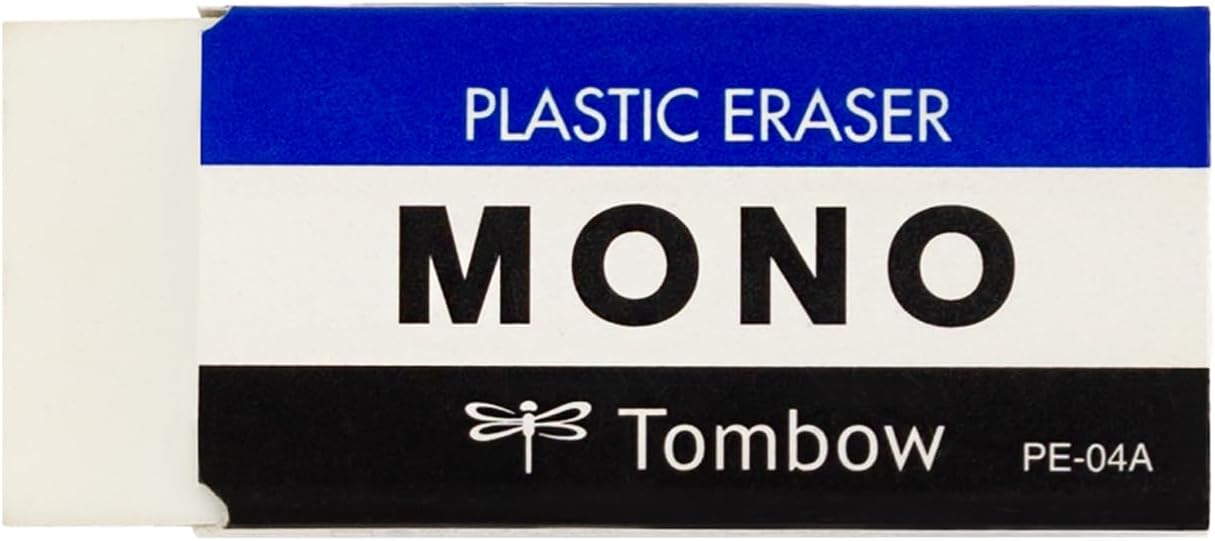 Tombow 57324 MONO Eraser, White, Medium, 3-Pack. Cleanly Removes Marks Without Damaging Paper