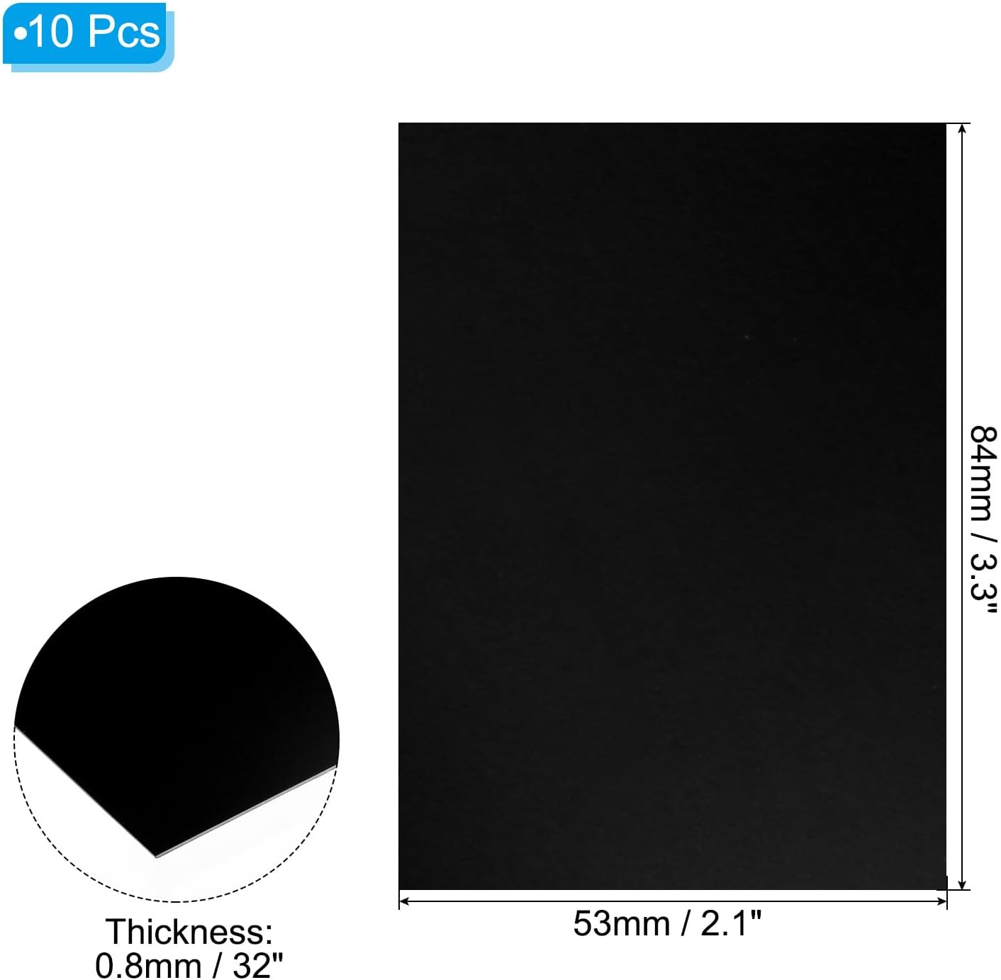 PATIKIL 3.3x2.1x1/32inch Anodized Aluminum Sheet, 10Pcs Metal Rectangle Aluminum Plate 0.8mm Thick Engraving Blanks for Laser Engraving DIY Decorative Crafting Home Decoration, Black