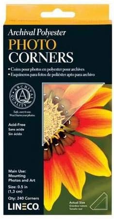 Lineco Archival Polypropylene Mounting Corners, Acid-Free Self-Adhesive, 0.5 Inch, Displaying Artwork Certificates Pictures (Pack of 240) Clear