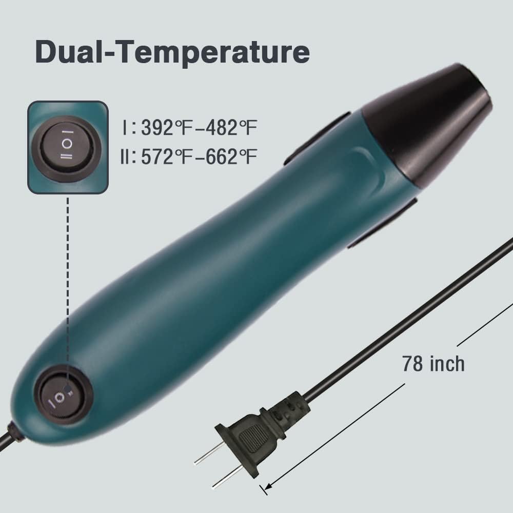 Mini Heat Gun, Electrical Phone Repair Heat Tool for DIY Craft Embossing, Paint Drying, Candle Making, Epoxy Resin, Shrink Wrap Hot Air Gun with Silicone Brush (x2)