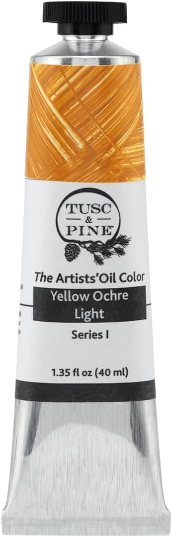 Tusc & Pine Artist Oil Paint - Yellow Ochre Light, 40 ml, Non-Yellowing, Rich & Creamy Consistency, Maximum Pigment Load, Small Batch Milled Oil Paints Made in the USA for Professional Artists