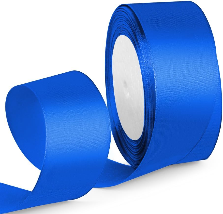 1-1/2 Inch 25 Yards Satin Ribbon Royal Blue, Solid Color Fabric Ribbon for Gift Wrapping, Wedding, Polyester Gift Ribbon for Birthday Party Decoration, Craft, Hair, Floral, Sewing
