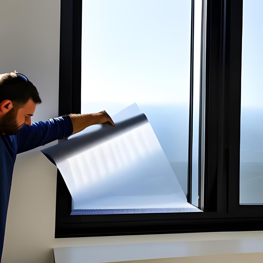 Rockrose Professional Window Tint for Home – One Way Privacy Window Film for Home Offices Heat Blocker Reflective Adhesive Mirror Tint with 99% UV Block – Silver 36 in x 25FT