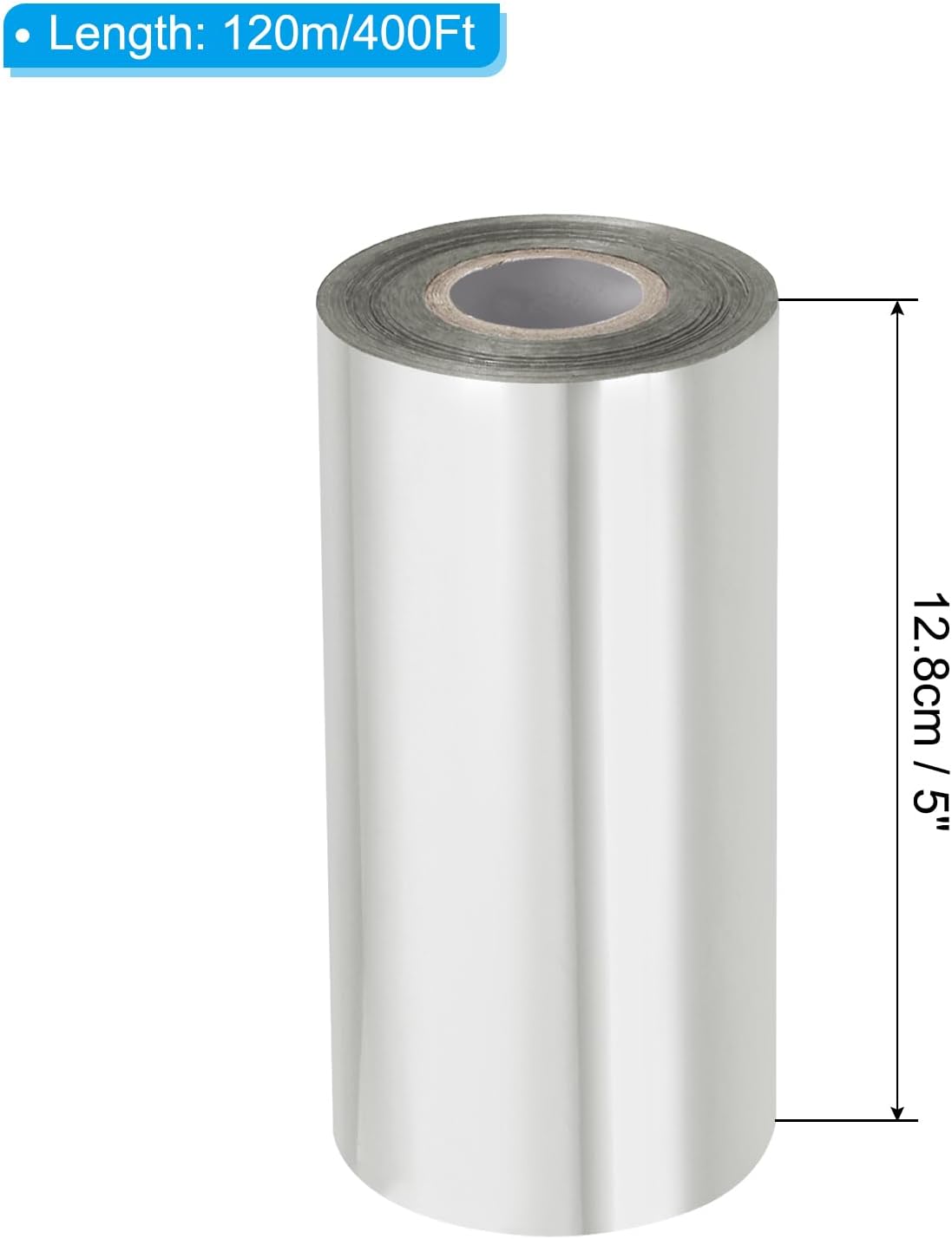PATIKIL 5"x400Ft Hot Stamping Foil Paper, Heat Transfer Hot Stamping Paper Foil Roll for Leather DIY Logo Decor Craft Gift Package Scrapbook Card, Silver Tone