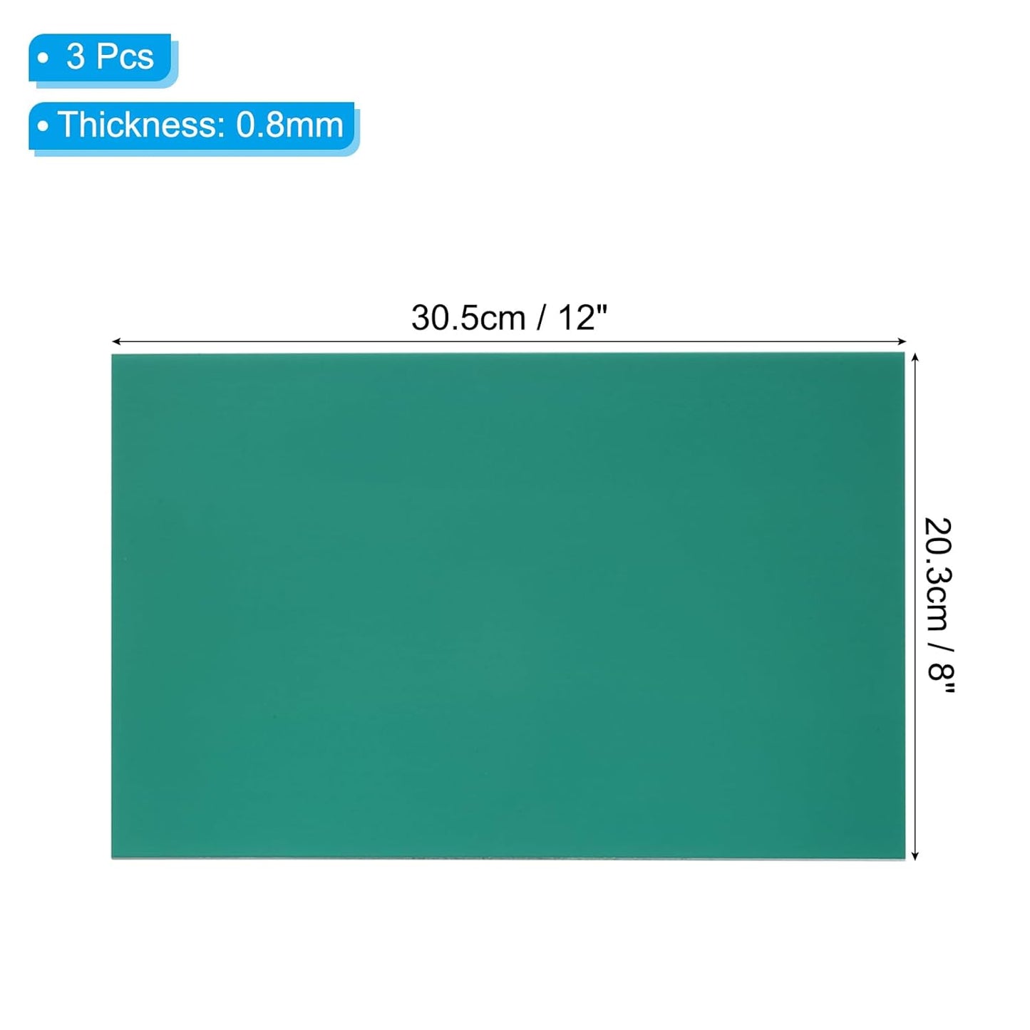 PATIKIL 8x12 Inch Anodized Aluminum Sheet Metal, 3Pcs Laser Plates Engraving Blanks 0.5MM Thin Rectangle for Crafting DIY House Laser Engraving, Green