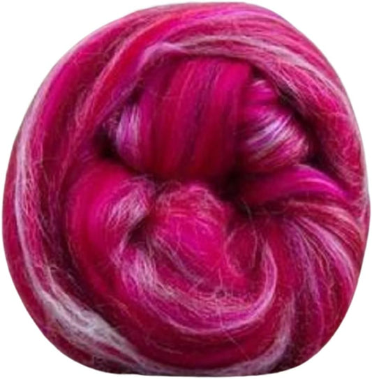 Revolution Fibers – Constellation Range Roving (8 Ounces) | Multicolored Tonal Blend of 70% Dyed Merino and 30% Tussah Silk Combed Top | Soft Fiber for Felting, Spinning, Knitting (Aries Pink)