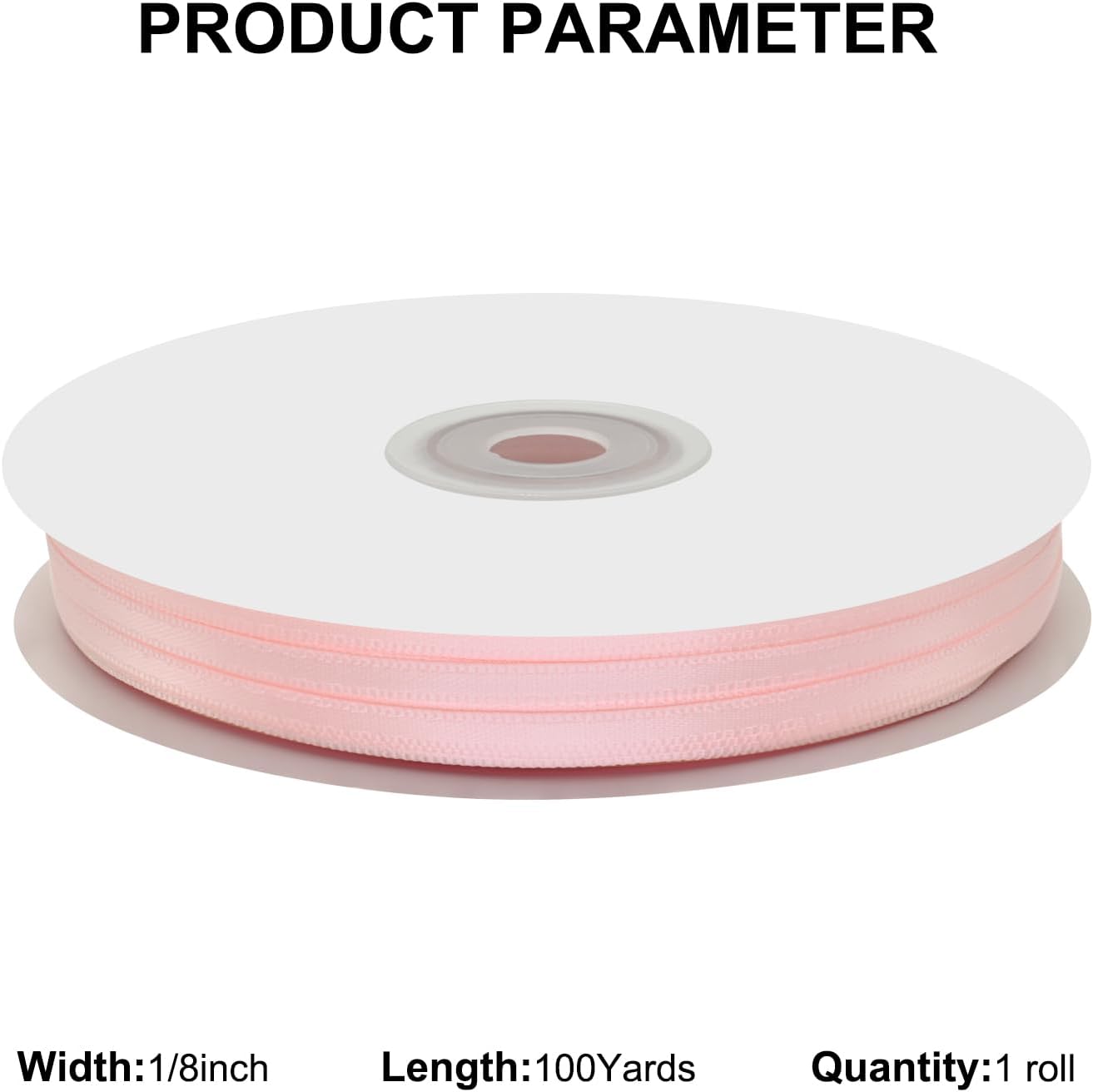 1/8" X 100 Yards Lt Pink Satin Thin Ribbon Solid Color Double Faced Ribbons Perfect for Crafts Wedding Decor Bow Making Arts Sewing and More