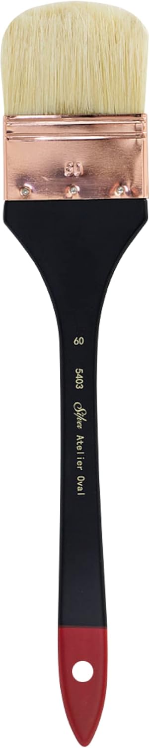 Silver Brush Limited 5403-60 Silver Atelier Oval Hog Bristle Mottler Brush, Size 60, Extra Long Handle