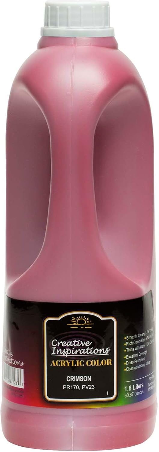 Creative Inspirations Acrylic Paint - Crimson - 1.8 Liter - Smooth & Creamy Consistency, Vibrant Pigmentation, Great Coverage for Artists - Clean Up with Soap & Water