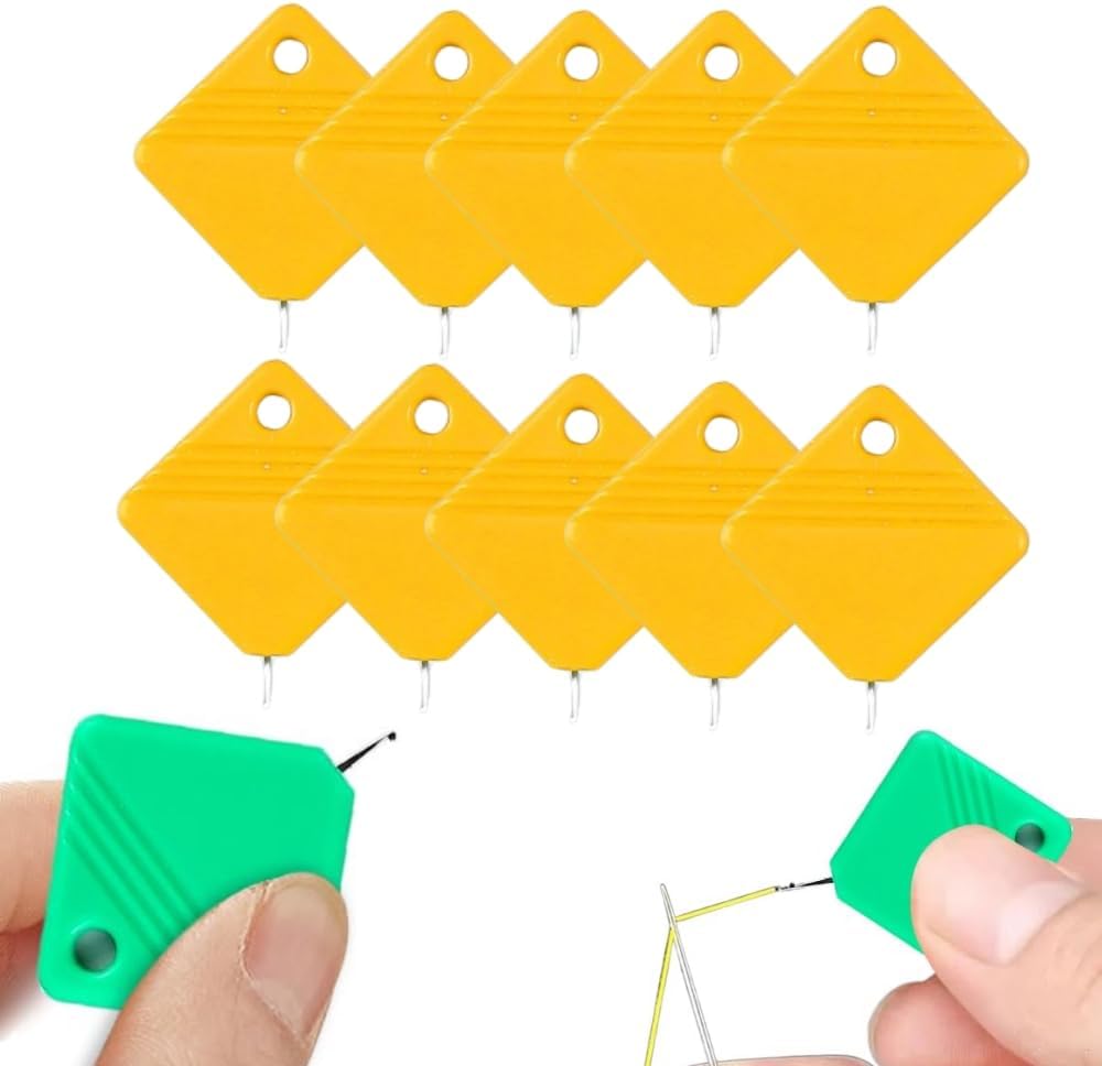 Automatic Needle Threaders for Hand Sewing, 2025 Upgrade Embroidery Floss, Sewing Machine Needle Threader, Sewing Supplies Tool, Fits All Needle Sizes (10, Yellow)
