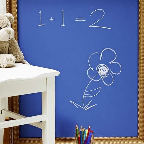 Chalkboard Blackboard Paint - Brush on Wood, Metal, Glass, Wall, Plaster Boards Sign, Frame or Any Surface. Use with Chalk Pen Wet Erase, Non-Toxic - Matte Finish [Blue] - (8.5oz Cover 32 sf)