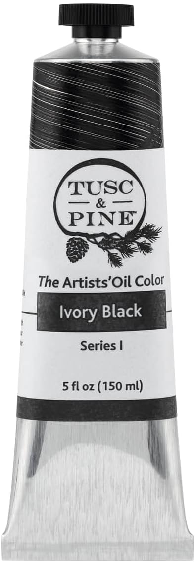 Tusc & Pine Artist Oil Paint - Ivory Black, 150 ml, Non-Yellowing, Rich & Creamy Consistency, Maximum Pigment Load, Small Batch Milled Oil Paints Made in the USA for Professional Artists