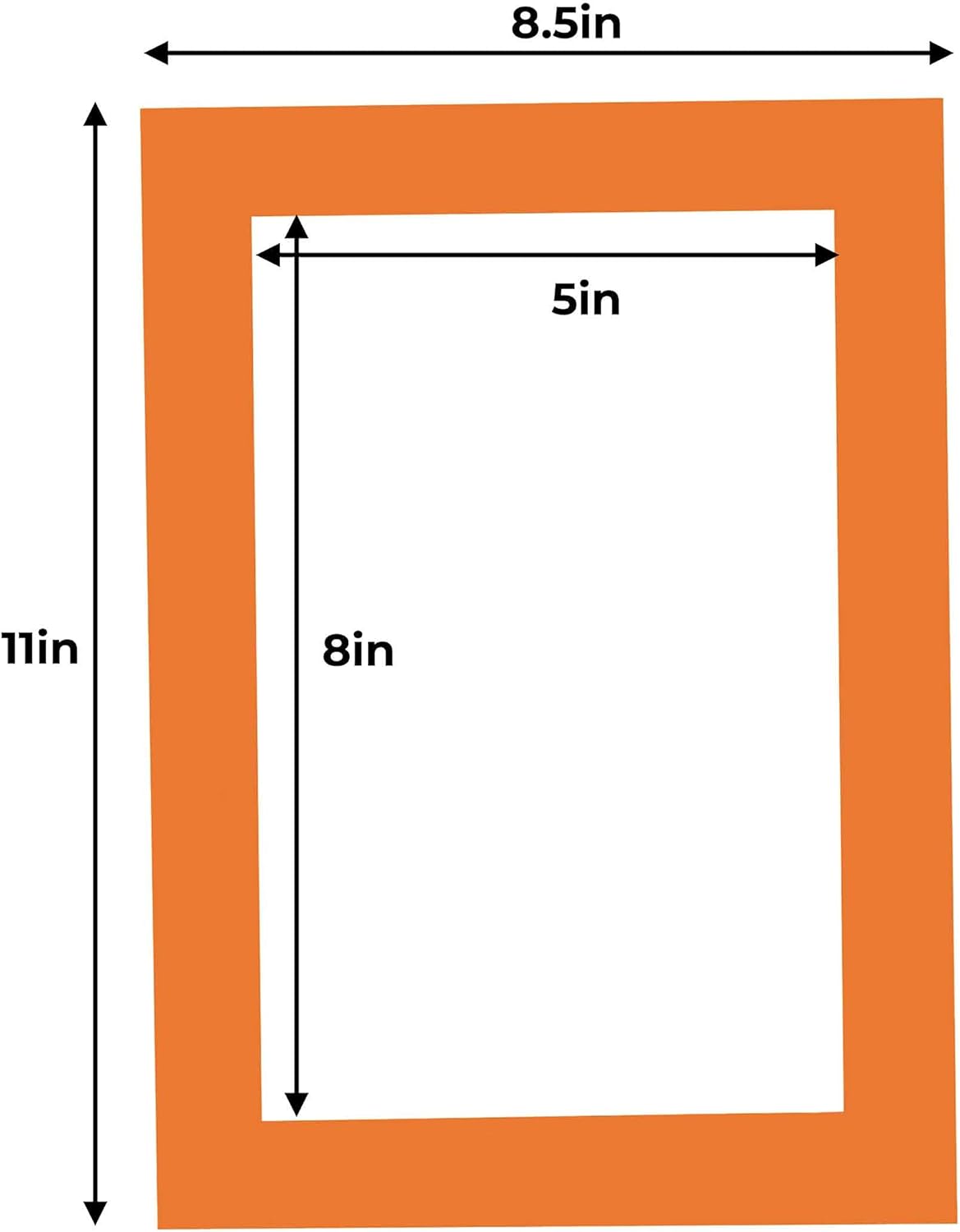 5.5x8.5 Mat for 8.5x11 Frame - Precut Mat Board Acid-Free Orange 5.5x8.5 Photo Matte for a 8.5x11 Picture Frame, Premium Matboard for Family Photos, Show Kits, Art, Picture Framing, Pack of 1 Mat