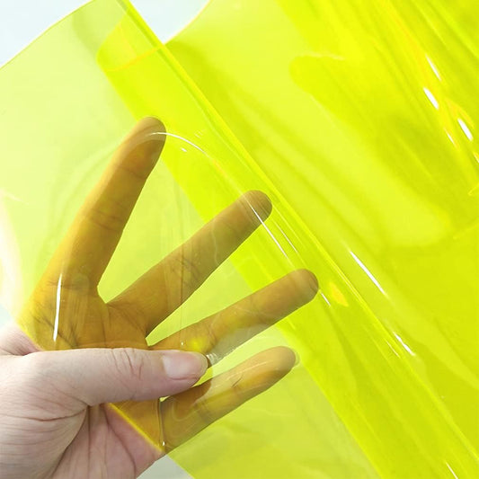 HYANG Yellow Solid Colors Transparent PVC Super Clear Holographic Vinyl 1 Roll 12" x 47" (30cm x 120cm) for DIY Bows Earrings Bags DIY Crafts Making