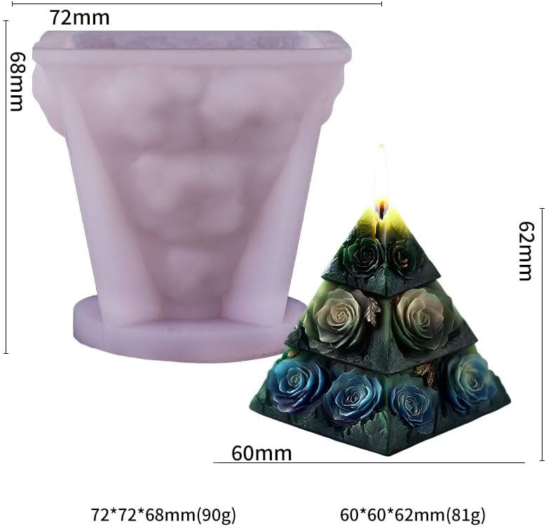 Rose Pyramid Scented Candle Silicone Mold Pillar Silicone Mold Resin Casting, Home Decoration Scented Candle Gypsum Wedding Decoration Handicraft Gift