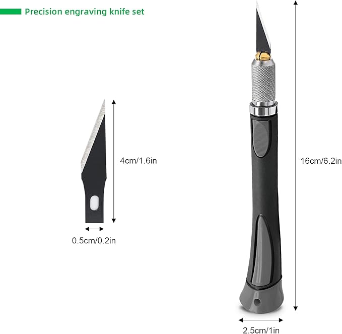 FOSHIO 2 Pack Precision Craft Knife Set with 20 Pieces Replacement Blades, Ergonomic Non-Slip Handle Hobby Knife with Protective Cover for Art, Craft Scrapbooking, Stencil (Grey)