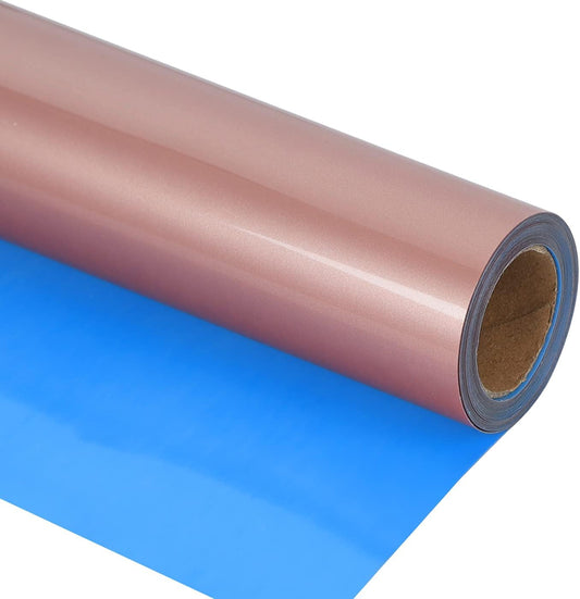 guangyintong Rose Gold Heat Transfer Vinyl Rolls, 12" x 8ft PU Iron on Vinyl, Soft, Thin, Elastic, Machine Washable, Compatible with All Cutter Machines, Ideal for T-Shirts, Bags, Hats