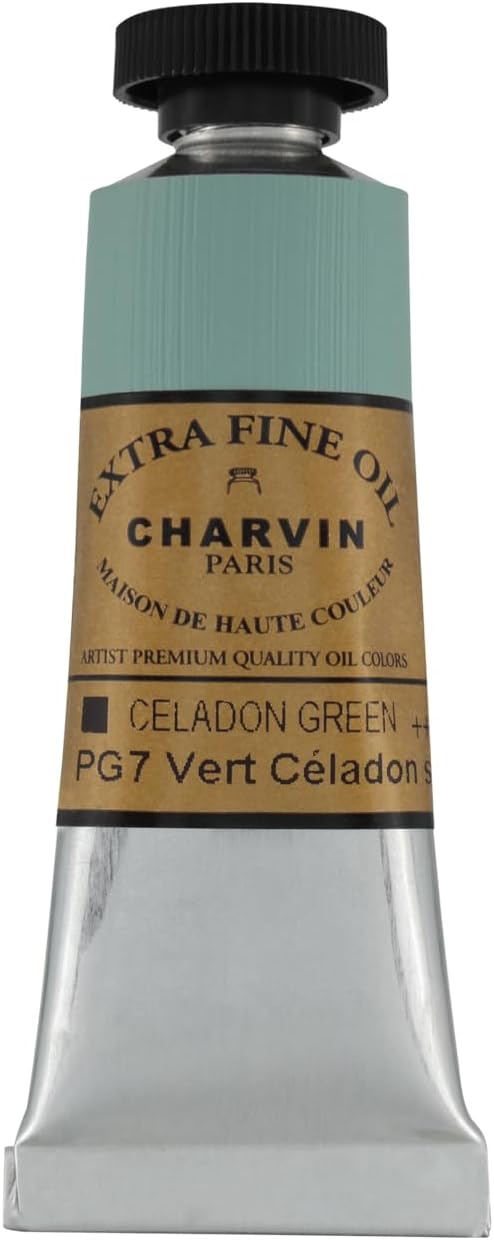 Charvin Extra Fine Oil Paint, Celadon Green 20 ml - Triple-Milled, Rich Texture, Poppy Oil-Based, Light-Fast, Handmade, Archival Quality