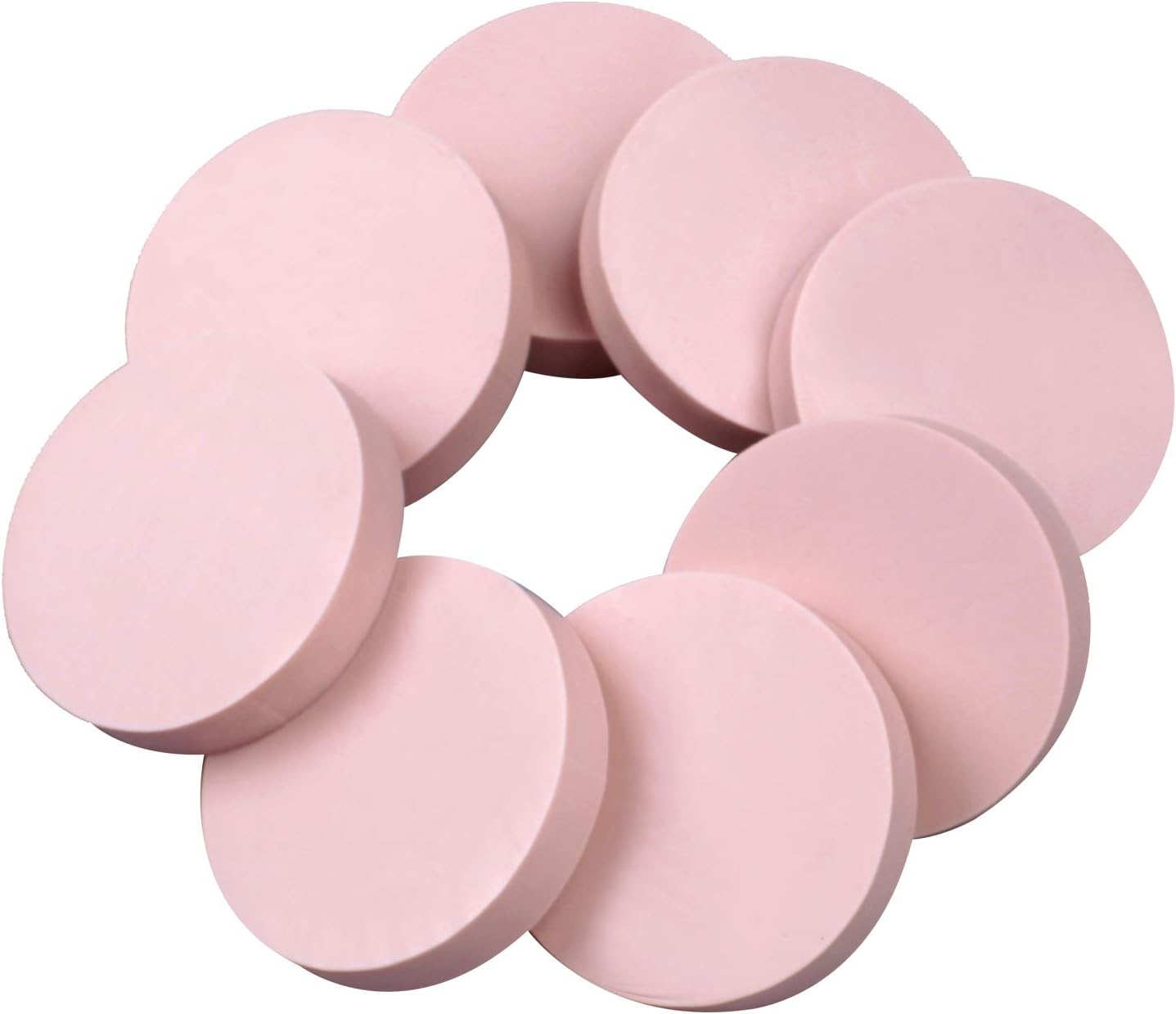 8 Pcs 2"x2" Pink Rubber Carving Blocks for Stamp Soft Rubber Crafts, Soft and Easy to Carve (Round)