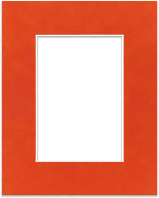 8x10 Mat Bevel Cut for 5.5x8.5 Photos - Acid Free Orange Suede Precut Matboard - For Pictures, Photos, Framing - 4-ply Thickness