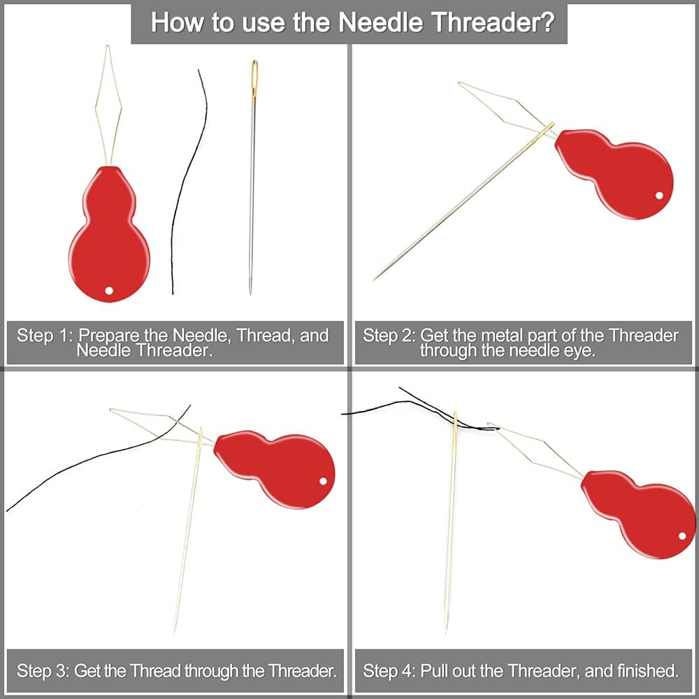 Premium 30/60 Pack Sewing Needles for Hand Sewing Repair with 2 Threaders, 6 Sizes Assorted Large Eye Stitching Needles for Embroidery and Handsewing